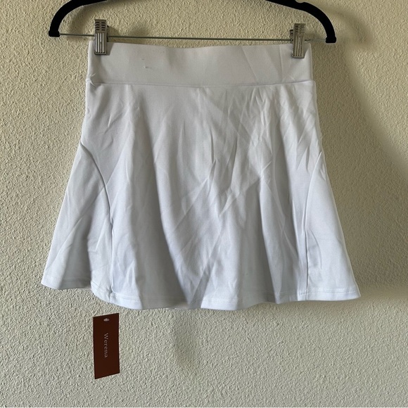 Werena Women’s Mini Sporty Pleated Skort Small NWT White Preppy Tennis elastic - Picture 2 of 12